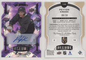 2020-21 Upper Deck Allure SP Purple Diamond /10 Peyton Krebs #142 Rookie Auto RC