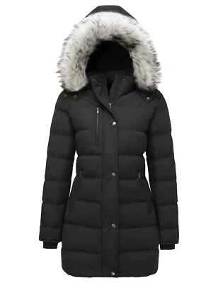 Women's Winter Warm Puffer Coat Parka Jacket with Faux Fur Removable Hood - Image 1 of 4