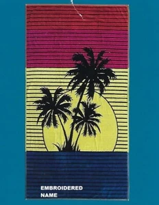40 Zoll x 72 Zoll übergroßer Name bestickt Strand/Badetuch mit Sonnenuntergang Bäume Design - Bild 1 von 4