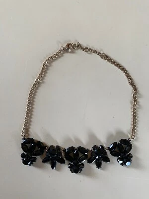 J. Collar de Cristal Crew Collar Negro Marquesa Estrás con Bolsa de Almacenamiento! Foto 1 de 2