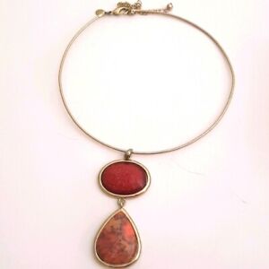 Chico's collar necklace with red accent faux stone
