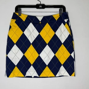 Loudmouth Golf Skort 6 Argyle gelb marineblau Stretch adretter sportlicher Rock - Bild 1 von 7