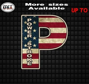 Power Stroke American Flag Vinyl Decal Sticker | Diesel Truck Window Stickers - Imagen 1 de 1