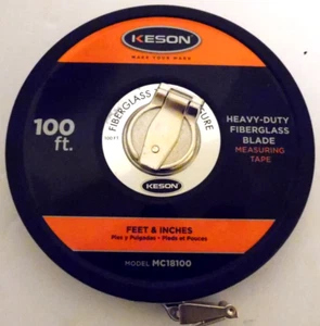 Keson Mc-18-100 100 Ft Tape Measure, 1/2 In Blade Heavy Duty Fiberglass Blade - Picture 1 of 3