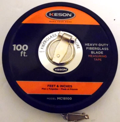 Keson Mc-18-100 100 Ft Tape Measure, 1/2 In Blade Heavy Duty Fiberglass Blade - Image 1 of 3