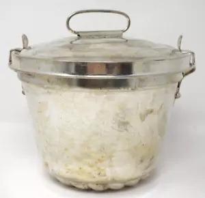 Vintage kleine Metall Pudding Kuchen Gelee Form mit Verschluss Deckel 4,5" hoch - Bild 1 von 5