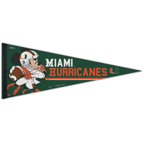 MIAMI HURRICANES MICKEY MOUSE DISNEY ROLL UP FELT PENNANT 12"x30" WINCRAFT 👀 Cover