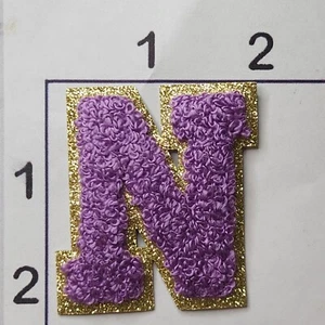 PURPLE 2" CAPITAL Letter "N" Patch Embroidered Chenille Iron on Alphabet - Picture 1 of 1