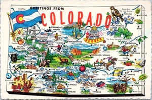 Postkarte Karte Colorado - Grüße aus - Karte der touristischen Ziele - Bild 1 von 2