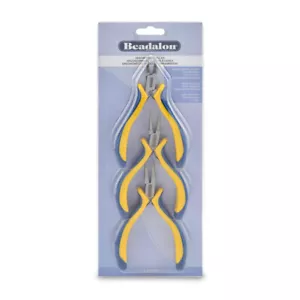 Beadalon® 3 pieces Ergo Stainless Steel Pliers Tools Kit Blue & Yellow Handles - Picture 1 of 1