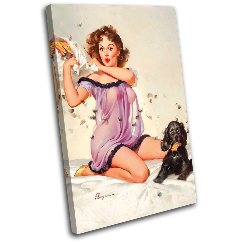 Винтажная Девочка Ретро Pin-ups Обнаженная ОДИН ХОЛСТ НАСТЕННОЕ ИСКУССТВО Картина Печать - Изображение 1 из 1