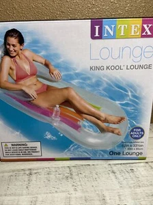 Intex King Kool Lounge Floating Swimming Pool Lounger with Headrest & Cupholder - Picture 1 of 8