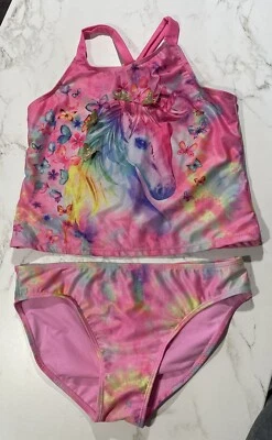 Maiô rosa natação borboleta unicórnio nação maravilha meninas XL 14-16 - Imagem 1 de 4