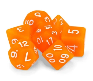 Juego de 7 dados poliédricos translúcidos esmerilados de piedra solar con bolsa marrón - RPG D&D - Imagen 1 de 2