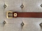 MICHAEL KORS BELT BROWN LEATHER WITH STAMPED MK LOGO On Buckle - Size Small