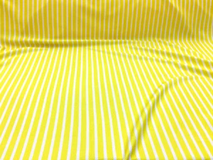 Bullet Printed Liverpool Textured Fabric 4 way Stretch Yellow White Stripe W40 - Picture 1 of 1