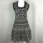 Rebecca Taylor Dress Women Sz M Black Leopard Stretch Knit Tiered A Line Sweater