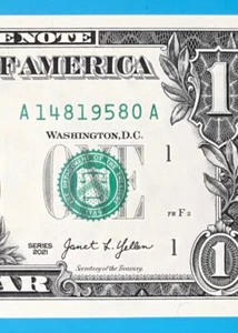 14 August 1958 : A 14819580 A BIRTHDAY Note $1 One Dollar Bill *UNC/Alternate* - Picture 1 of 3