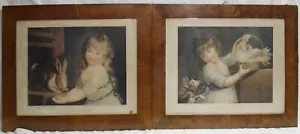 Gravure Etching Acquatinta a colori INSIEME DUE QUADRI BAMBINE J.RUSSELL 1800 - Bild 1 von 9