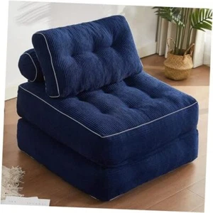 Folding Chair Bed for Bedroom, Futon Sofa Bed, Floor Couch for Adults Blue - Picture 1 of 7