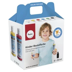 Set Kinder Bastelfarbe 6 x 80 ml verschiedene Bastel Farben Box 480 ml Malfarbe  - Bild 1 von 2