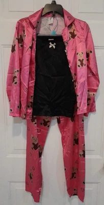 Conjunto de pijama de 3 piezas de poliéster/seda/satén cami, top y pantalones para niñas talla 10/12 (150) Foto 1 de 4