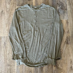 Lululemon Henley Hemd Herren Large grün langarm!/2 Knopf leicht - Bild 1 von 7