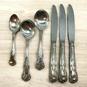 Reed & Barton KINGS Mirrorstele Versilbertes Besteck Messer Löffel 6 Stück - Bild 1 von 13