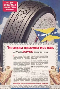1938 Goodyear Double Eagle Airwheel Tire Vintage Print Ad - Picture 1 of 1