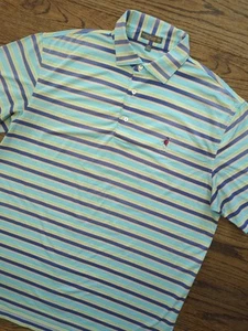 Peter Millar Men's M Summer Comfort Crown Blue Stripe Heritage Classic Logo - Picture 1 of 6