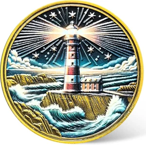 Lighthouse Sobriety Coin Chip 'Love The Light' Medallion AA Recovery Gift - Picture 1 of 6