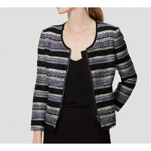 Ann Taylor blau weiß gestreifter Cardigan Pullover mit durchgehendem Reißverschluss Damengröße Medium - Bild 1 von 7