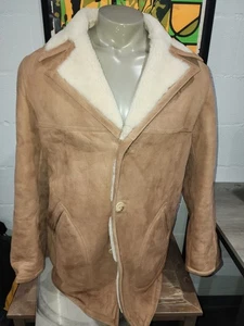 Vintage SAWYER OF NAPA Shearling Sheepskin Coat SIZE 40 USA Made  - Picture 1 of 13