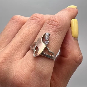 Anillo Vintage Dorado Plata de Ley 925 Joyería Para Mujer Firmado EE. UU. Talla 7.5 - Imagen 1 de 8