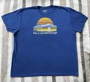 Vintage Style Make It a BLOCKBUSTER Night Blue T-Shirt Size 2XL Retro Video - Picture 1 of 5