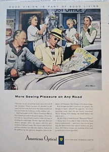 1956 Men's Women's American Optical Sunglasses Steven Dohanos art Ad  - Picture 1 of 1