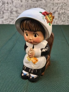 Vintage handbemaltes Ceremic Pilgrim Girl, Thanksgiving - Bild 1 von 8