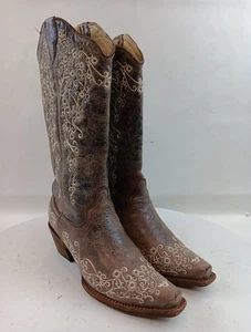 Corral Westernstiefel Damen Gr. 8 M braun Leder Stickerei A1094 GUC # - Bild 1 von 17