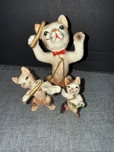 Vintage Whiskers Kitty with Red Bow Tie & Chain Musical Trio 1937 - Picture 1 of 5