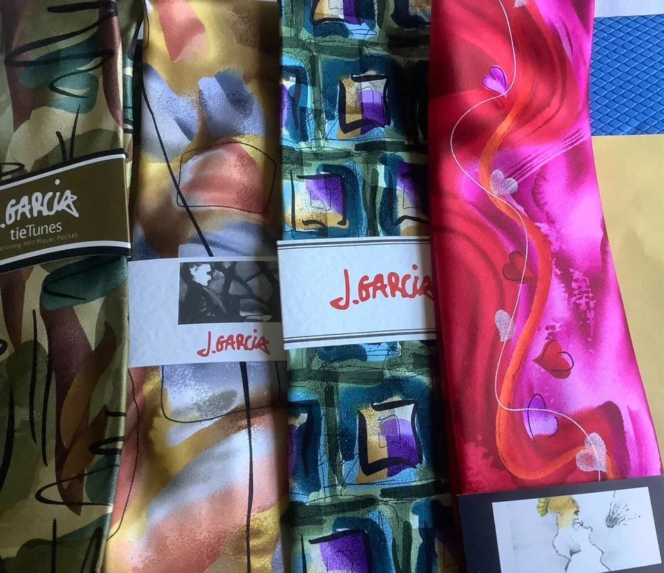 Corbatas Jerry Garcia (Lote de 4) 100 % seda - ¡Nuevas con etiquetas! Foto 1 de 1