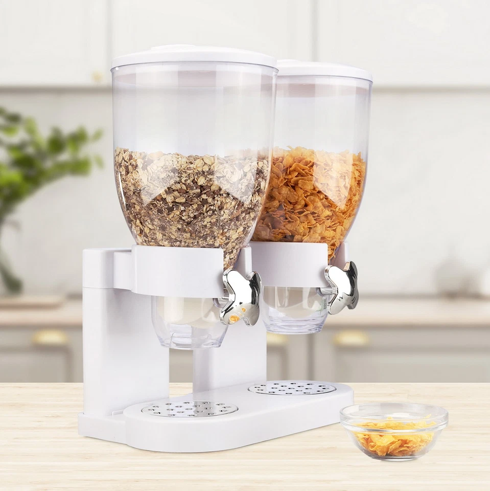 Doppel-Müslispender Müsli-Spender Cerialien Cornflakes Kornflakes-Behälter weiß - Bild 1 von 2