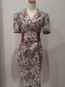 Vintage Peri Petites Dress Womens 10 Floral Garden Wedding Guest Party Elegant - Picture 1 of 12