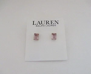 Lauren Ralph Lauren Gold Tone & Purple Square Crystal Stud Earrings NWT - Picture 1 of 3