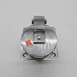 Used NICE! Marinco 50A 125/250V Grounding Plug Stainless Steel Free Shipping - Picture 1 of 5