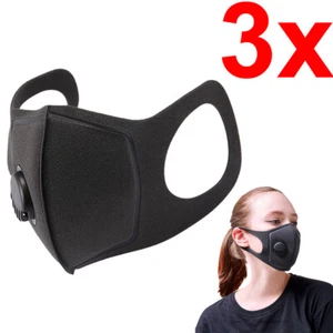 [3-Pack] Breathable Reusable Washable Flexible Face Covering Mask with Valve - Bild 1 von 4