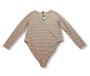 Women's Plus Size Knit Textured Bodysuit-Wild Fable -Multicolor Stripe -3X -S671 - Picture 1 of 2