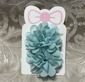 Aqua Blue Chiffon Flower Adorable Floral Hair Bow Clips Girl Hair Barrette Set - Picture 1 of 5