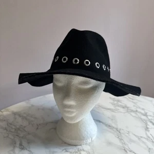 Cappello Berretto All Saints Whitley Eyelet Fedora Nero Trilby. Taglia unica più adatta - Foto 1 di 13