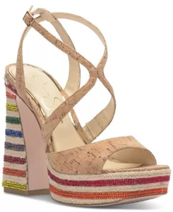 JESSICA SIMPSON Women's Dosia Rhinestone Platform Sandal, Beige Size 7.5M - Picture 1 of 5