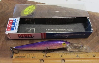 Rebel Deep Runner Spoon Bill Spoonbill Minnow Silver w Purple Back Crankbait NEW - Image 1 of 4